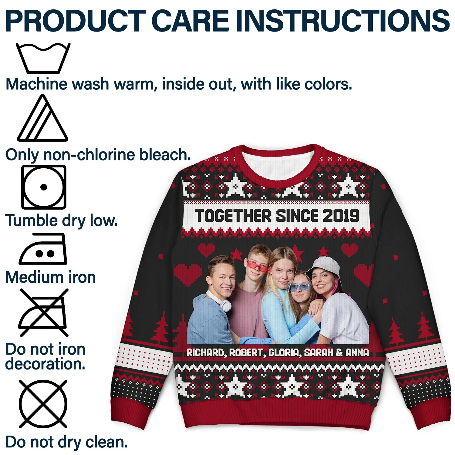 Custom Photo Version 2 - Holiday Gift For Family, Couple, Dad, Mom, Grandpa, Grandma - Personalized Unisex Ugly Sweater - Image 8