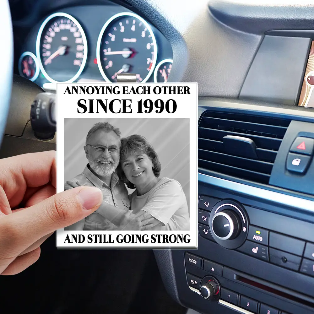 Custom Photo Vintage Annoying Each Other Since - Personalized Custom Shaped Acrylic Car Visor Clip - Image 3