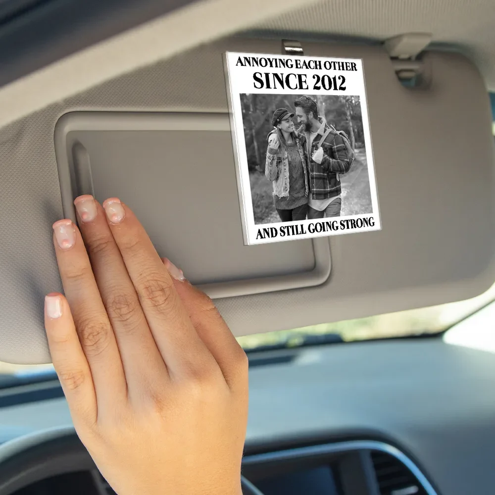 Custom Photo Vintage Annoying Each Other Since - Personalized Custom Shaped Acrylic Car Visor Clip - Image 4