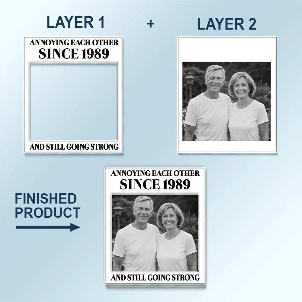 Custom Photo Vintage Annoying Each Other Since - Personalized Custom Shaped Acrylic Car Visor Clip - Image 5