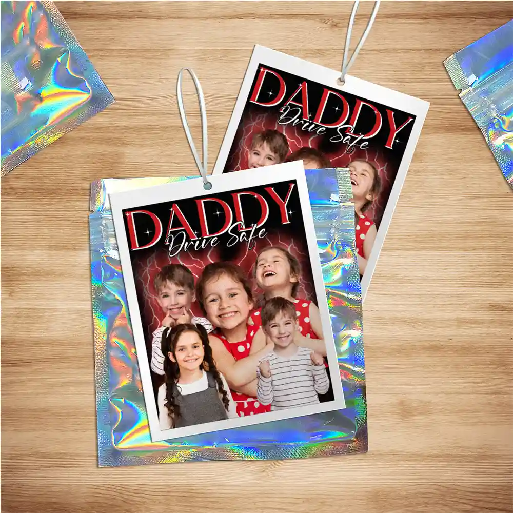 Custom Photo Vintage Daddy Drive Safe - Personalized Photo Air Freshener - Image 6