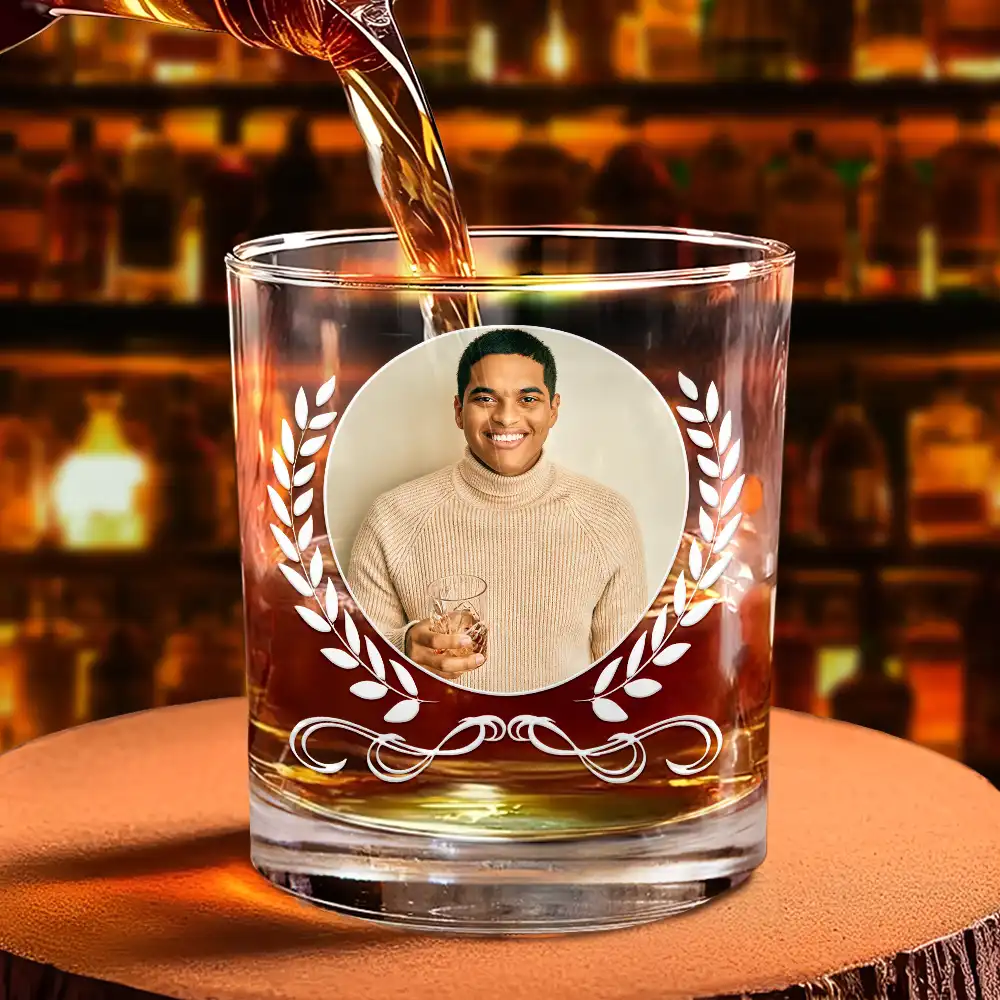 Custom Photo Vintage Monogram - Personalized Whiskey Glass - Image 4