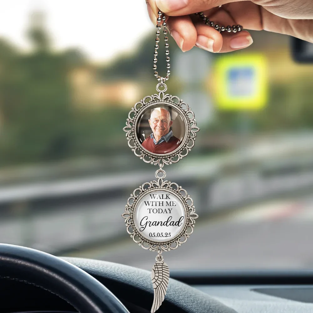 Custom Photo Walk With Me Today Dad Memorial Graduation - Personalized Photo Pendant Charm - Image 3