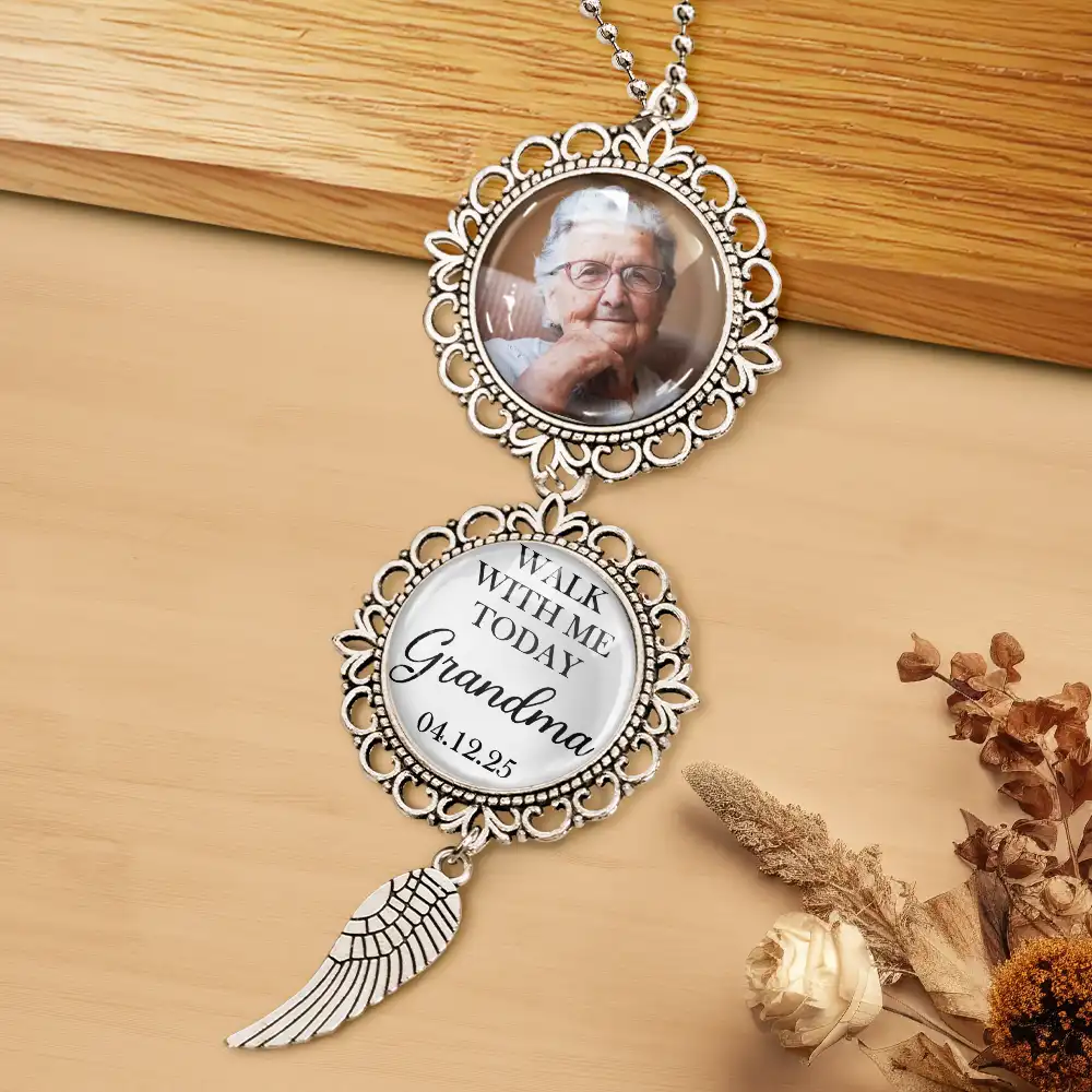 Custom Photo Walk With Me Today Dad Memorial Graduation - Personalized Photo Pendant Charm - Image 4