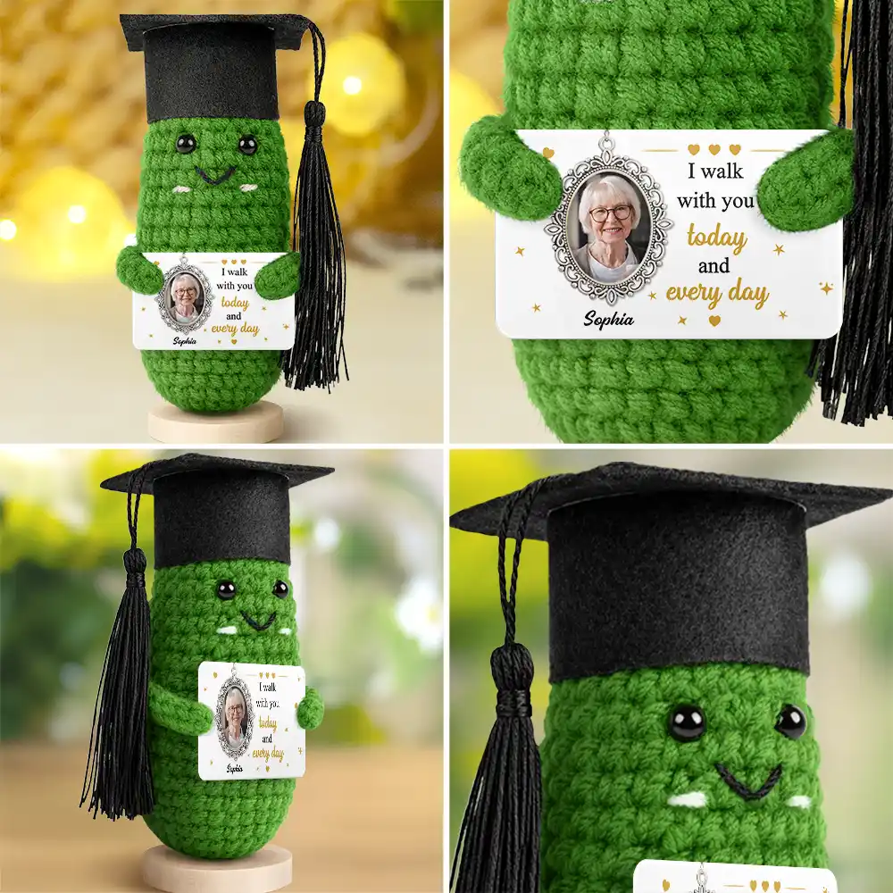 Custom Photo Walking Beside You Every Step Of The Way - Personalized Doll Crochet With Custom Card - Image 3