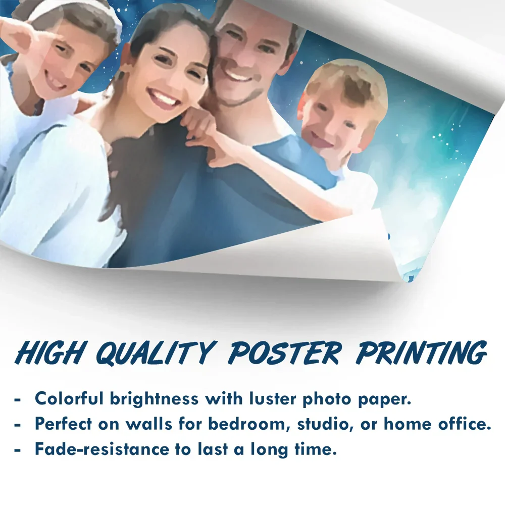 Custom Photo Watercolor Couple Family Besties Landscape - Personalized Poster - Image 6