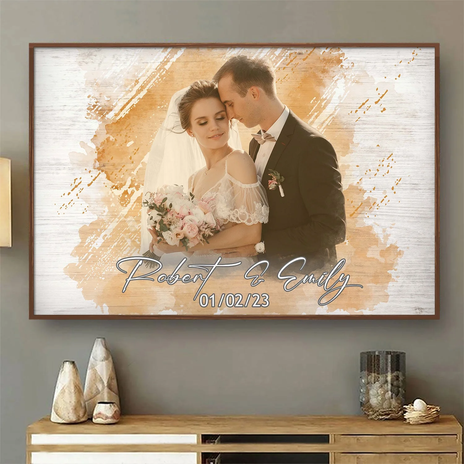 Custom Photo Watercolor Painting - Birthday, Anniversary Gift For Spouse, Husband, Wife, Couple - Personalized Poster - Image 3