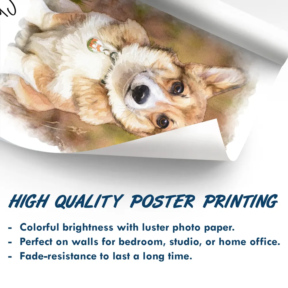 Custom Photo Watercolor Painting Family Besties Dog Cat Portrait - Personalized Poster - Image 5