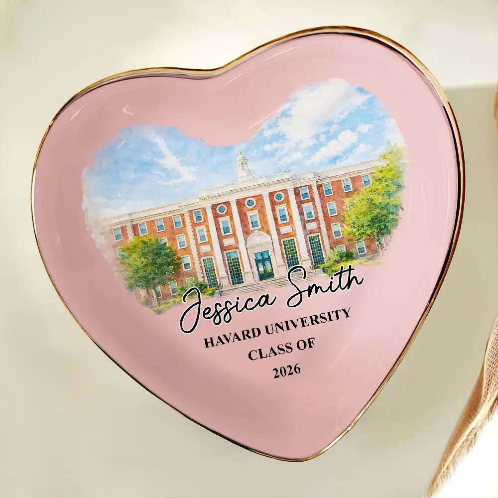 Custom Photo Watercolor Painting University Image - Personalized Ring Dish - Image 5