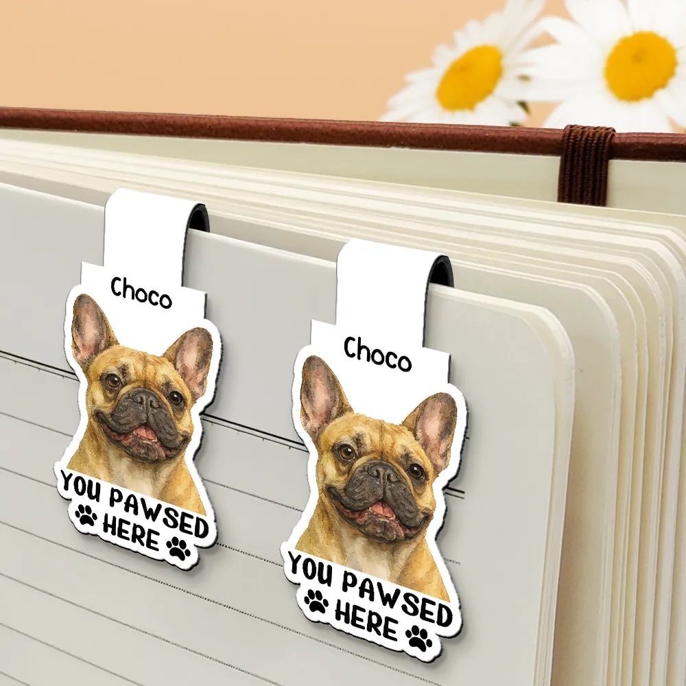 Custom Photo Watercolor Realistic Pet Lovers You Pawsed Here - Personalized Custom Shaped Magnetic Bookmark Clip - Image 5