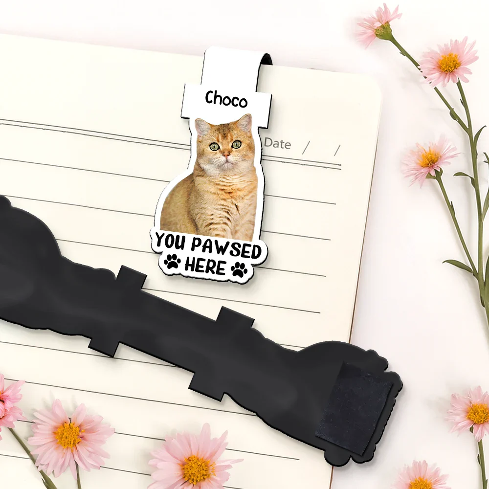 Custom Photo Watercolor Realistic Pet Lovers You Pawsed Here - Personalized Custom Shaped Magnetic Bookmark Clip - Image 6