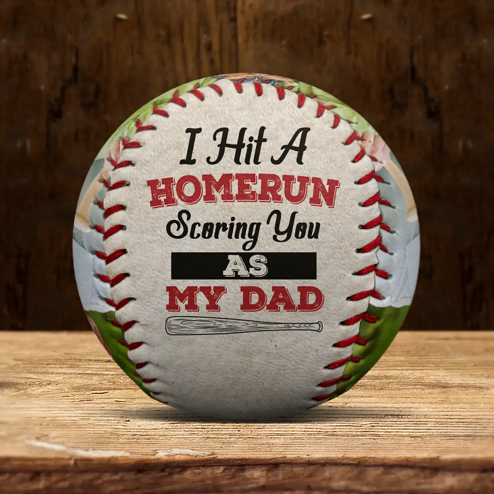Custom Photo We Hit A Homerun Scoring You As Our Dad - Personalized Baseball, Softball - Image 5