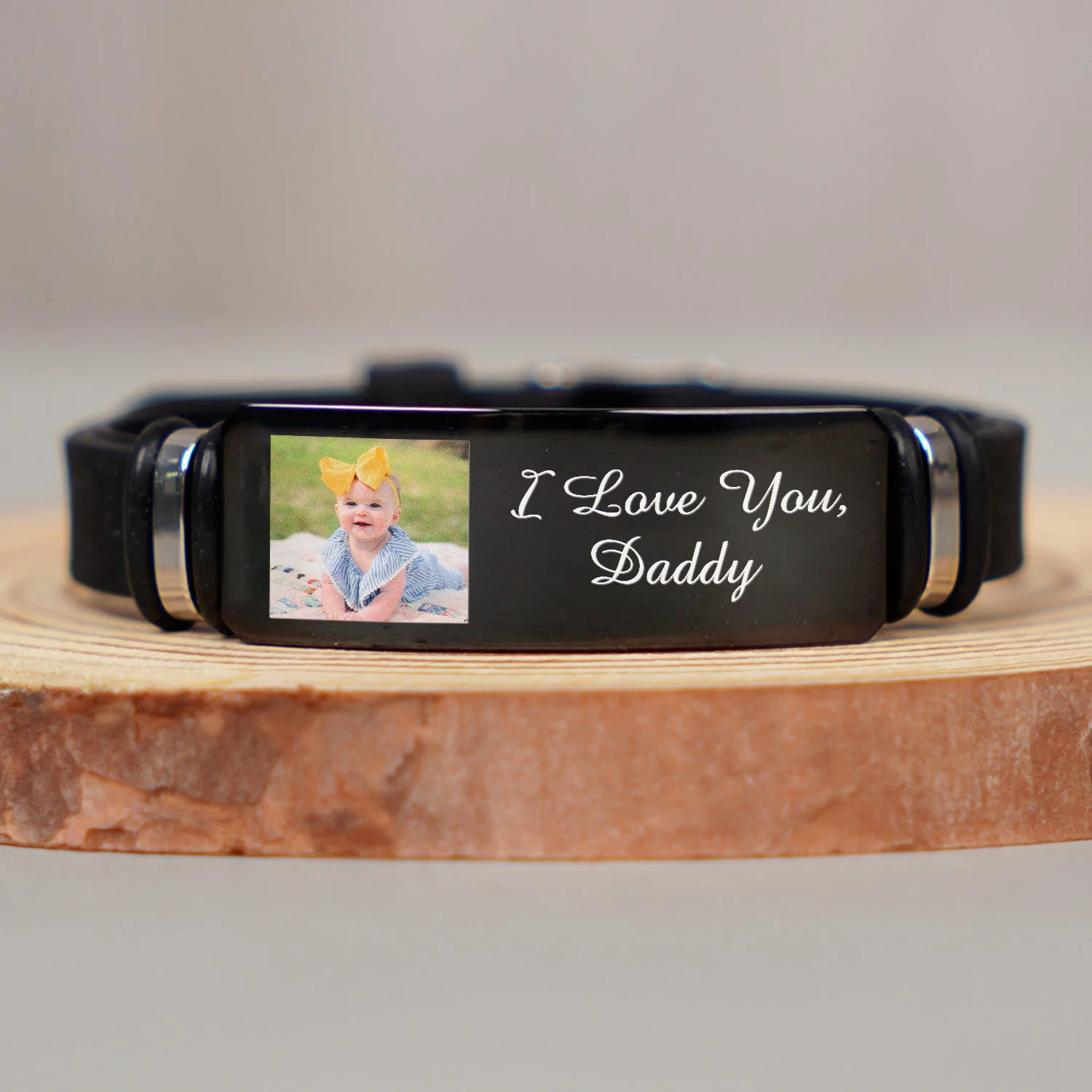 Custom Photo We Love You - Birthday, Loving Gift For Husband, Dad, New Parent - Personalized Engraved Bracelet - Image 3
