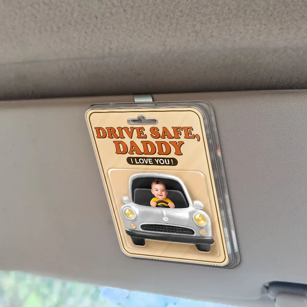 Custom Photo We Love You Daddy - Personalized Custom Shaped Acrylic Car Visor Clip - Image 3
