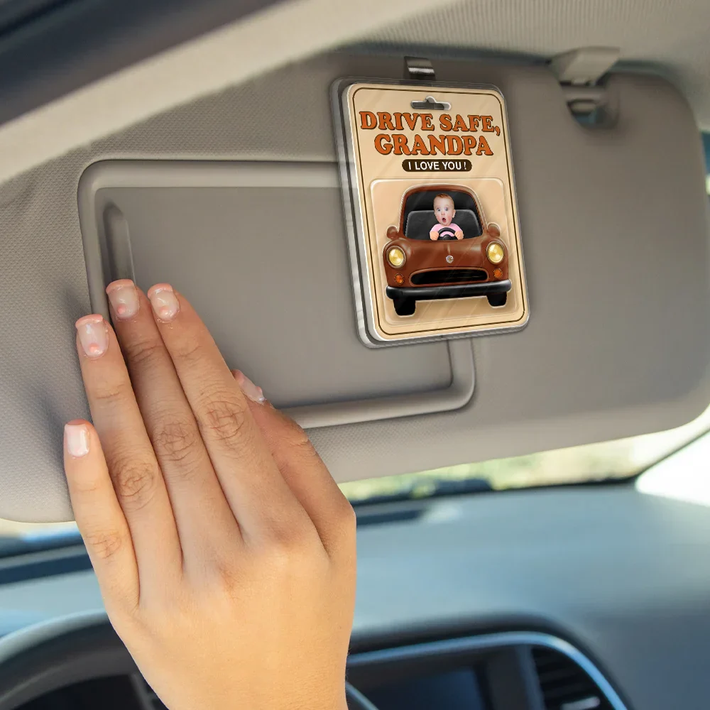 Custom Photo We Love You Daddy - Personalized Custom Shaped Acrylic Car Visor Clip - Image 5