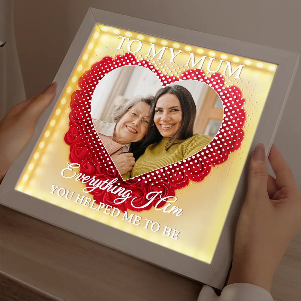 Custom Photo We Love You Everyday - Personalized LED Light Flower Shadow Box - Image 2