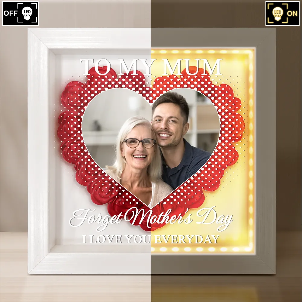 Custom Photo We Love You Everyday - Personalized LED Light Flower Shadow Box - Image 3