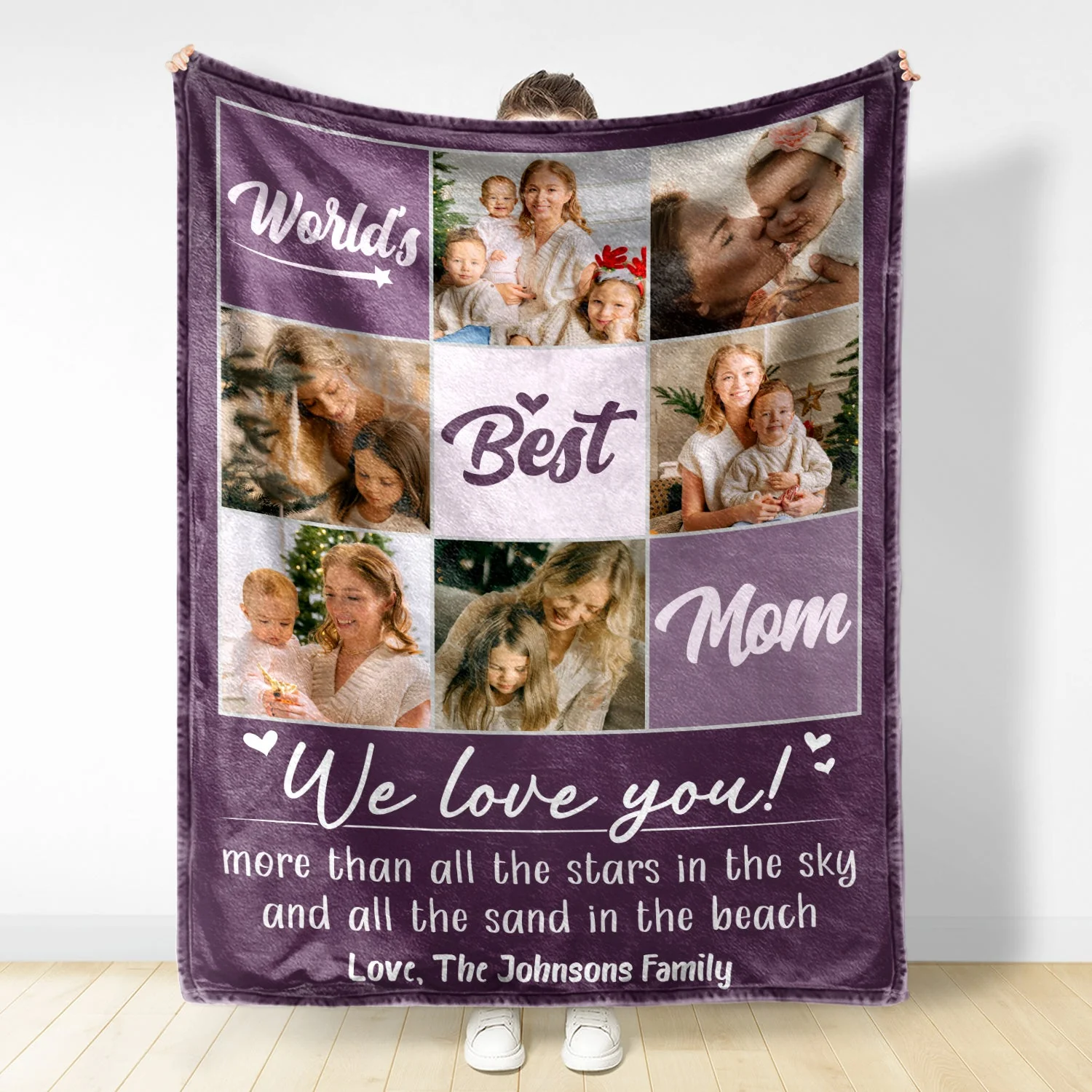 Custom Photo We Love You More Than All The Stars - Gift For Mom - Personalized Fleece Blanket - Image 3