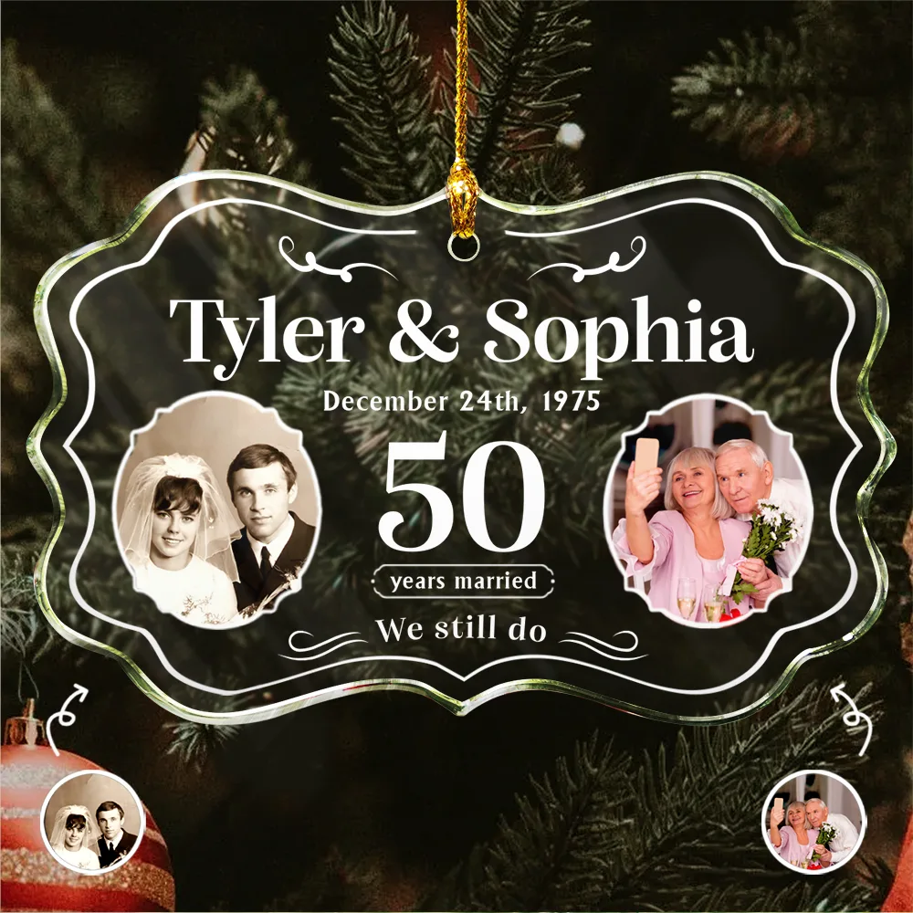 Custom Photo We Still Do Wedding Anniversary Gift - Personalized Medallion Glass Ornament
