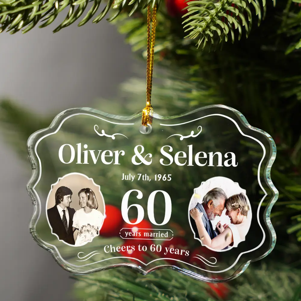 Custom Photo We Still Do Wedding Anniversary Gift - Personalized Medallion Glass Ornament - Image 3