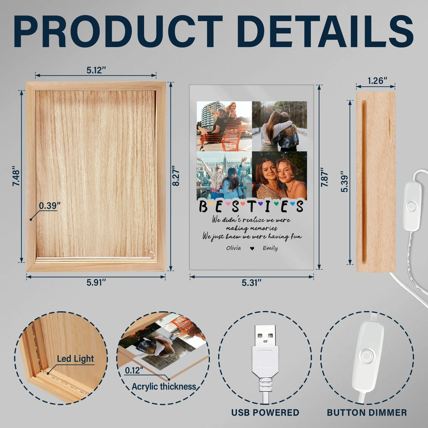 Custom Photo We Were Having Fun - Gift For Bestie - Personalized Picture Frame Light Box - Image 5