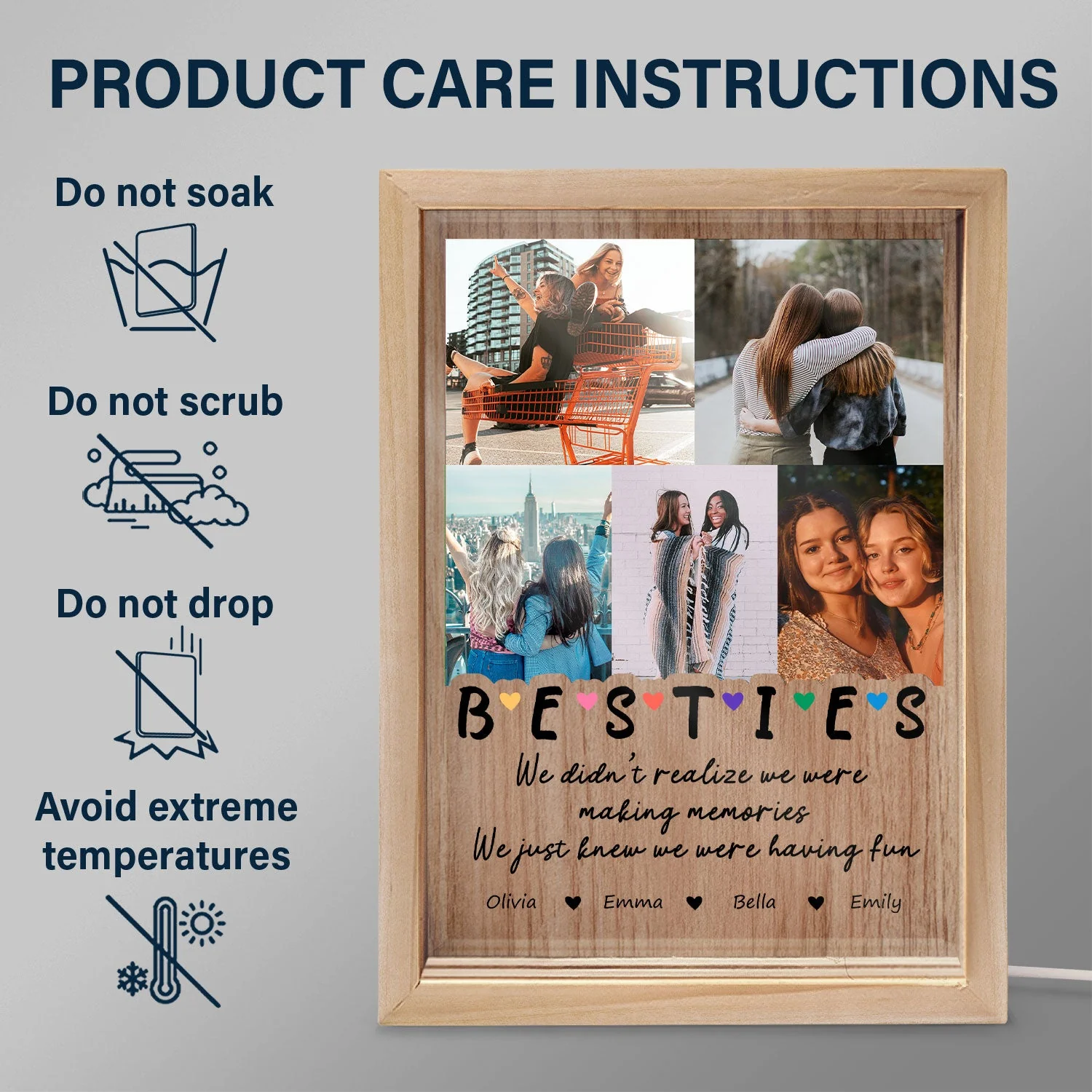Custom Photo We Were Having Fun - Gift For Bestie - Personalized Picture Frame Light Box - Image 6