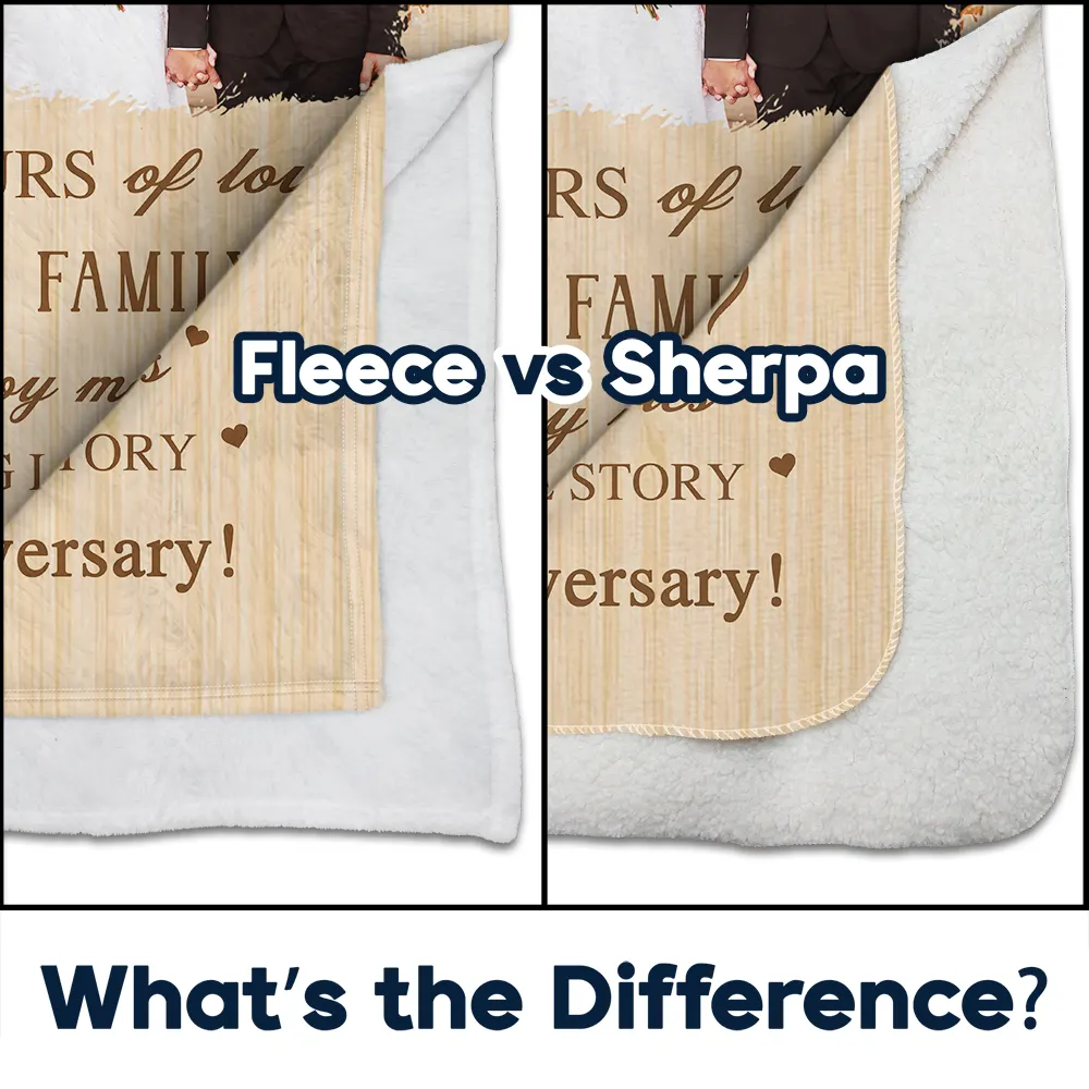 Custom Photo Wedding Anniversary Wedding Gift - Personalized Fleece Blanket, Sherpa Blanket - Image 4