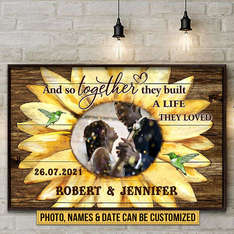 Custom Photo Wedding Married Couple Housewarming Gift Sunflower Custom Poster - Image 3