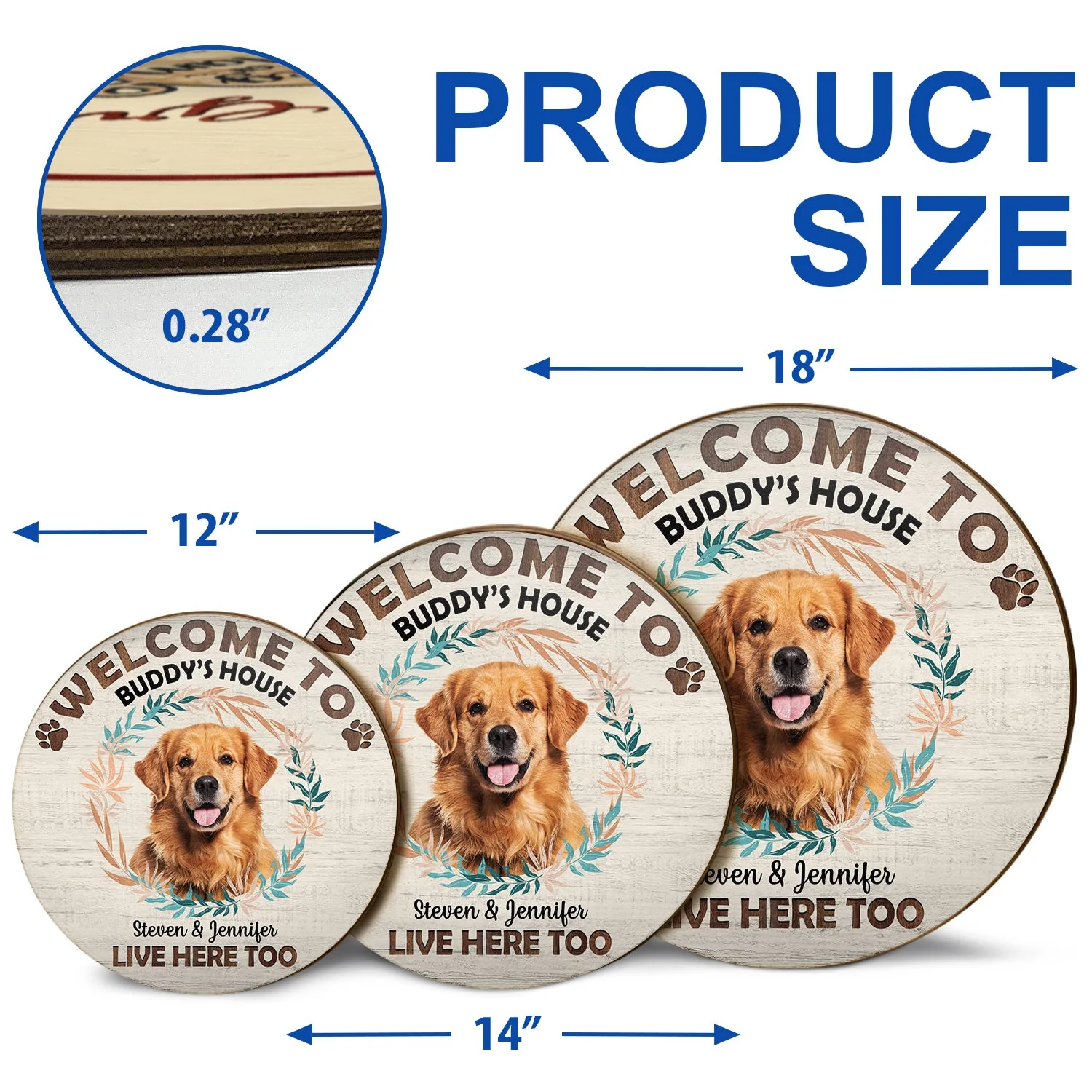 Custom Photo Welcome To My House - Gift For Pet Lovers - Personalized Wood Circle Sign - Image 6