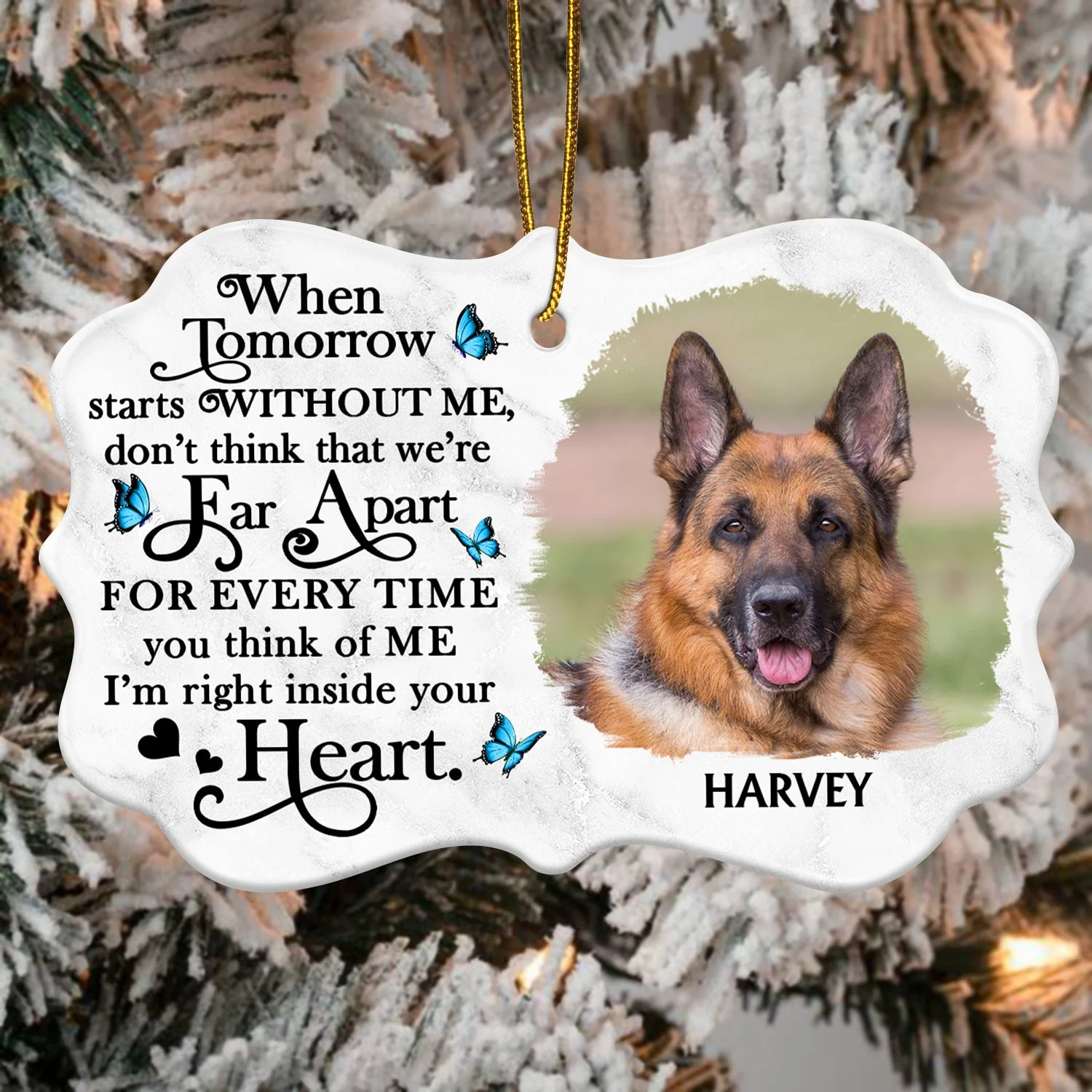Custom Photo When Tomorrow Starts Without Me - Christmas, Memorial Gift For Dog Lovers, Cat Lovers - Personalized Medallion Ceramic Ornament - Image 4