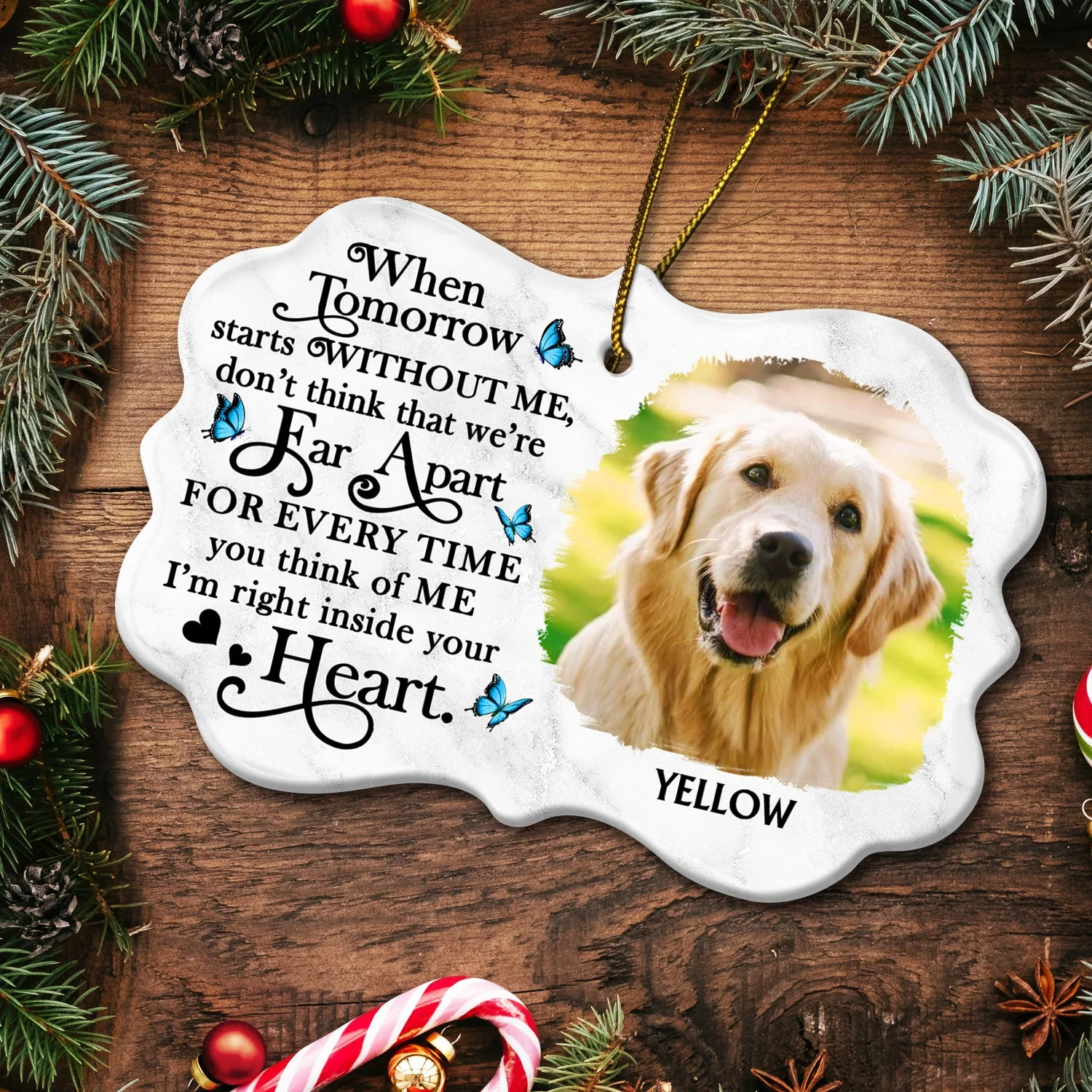 Custom Photo When Tomorrow Starts Without Me - Christmas, Memorial Gift For Dog Lovers, Cat Lovers - Personalized Medallion Ceramic Ornament - Image 5