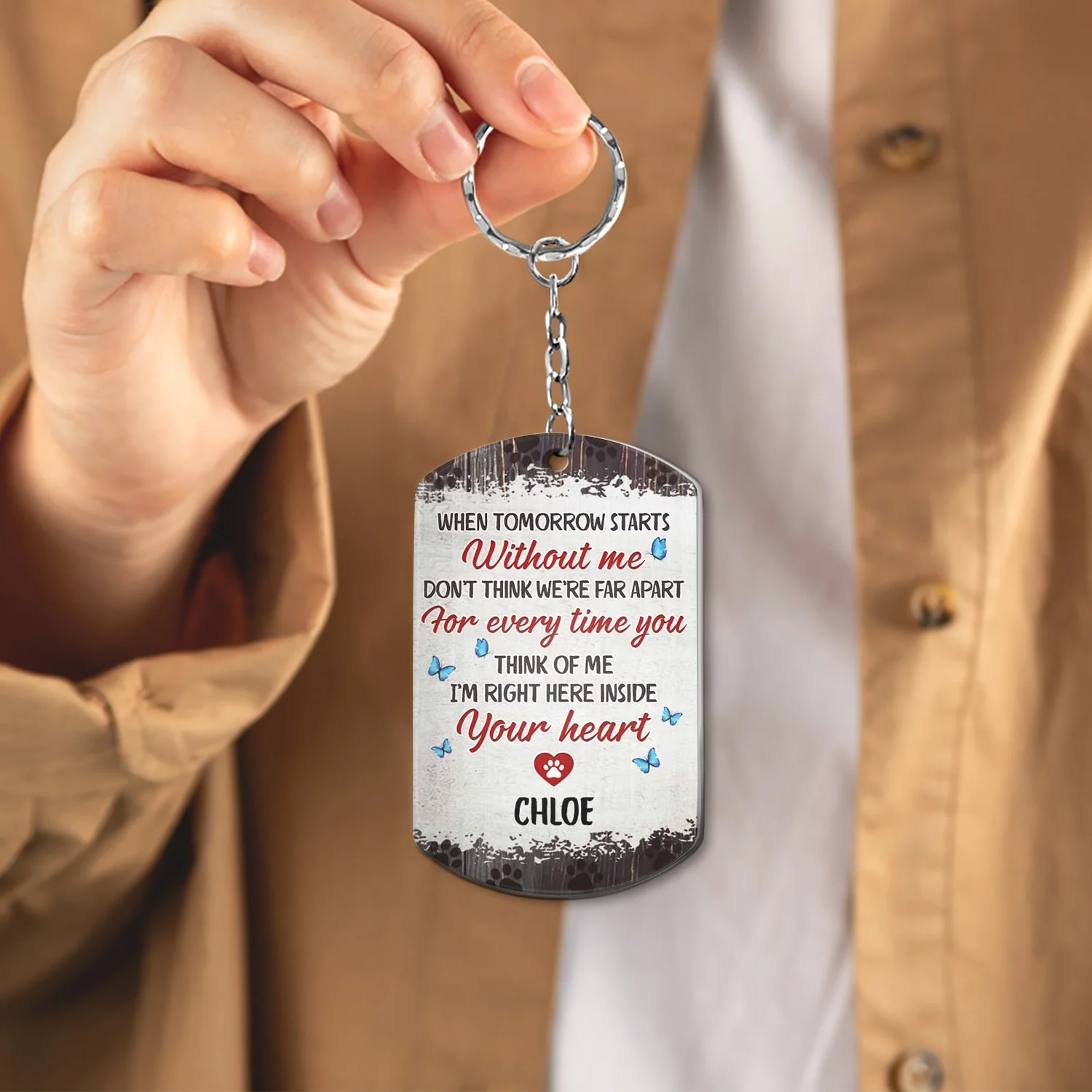 Custom Photo When Tomorrow Starts Without Me - Dog Memorial Gifts For Loss Of Dog - Personalized Aluminum Keychain - Image 4
