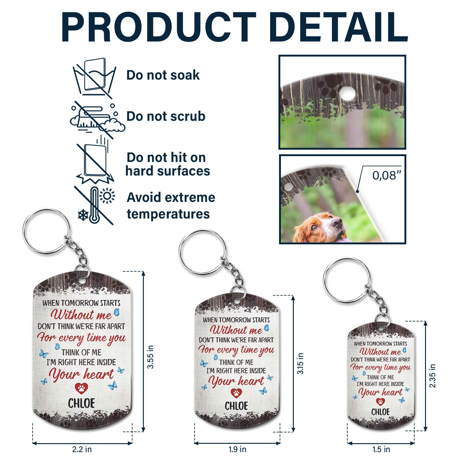 Custom Photo When Tomorrow Starts Without Me - Dog Memorial Gifts For Loss Of Dog - Personalized Aluminum Keychain - Image 5