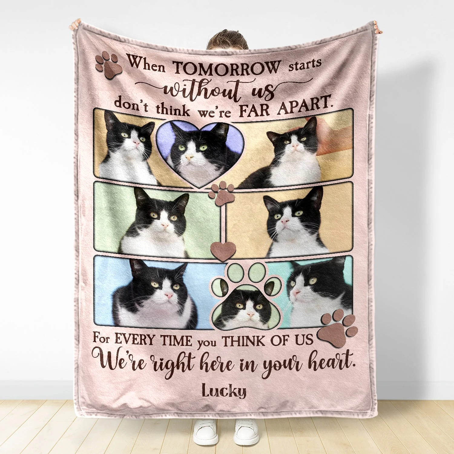 Custom Photo When Tomorrow Starts Without Me - Memorial Gift For Dog Lover, Cat Mom, Pet Loss - Personalized Fleece Blanket - Image 2