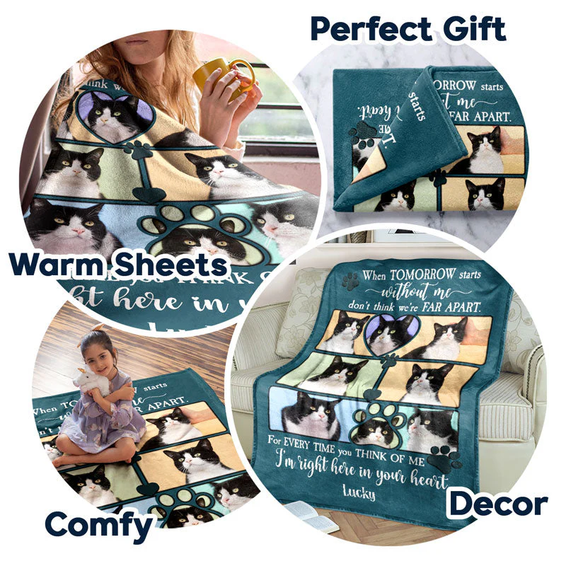 Custom Photo When Tomorrow Starts Without Me - Memorial Gift For Dog Lover, Cat Mom, Pet Loss - Personalized Fleece Blanket - Image 5