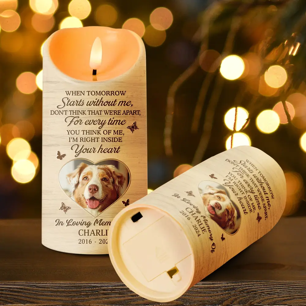 Custom Photo When Tomorrow Starts Without Me Memorial - Personalized Flameless LED Candle - Image 4