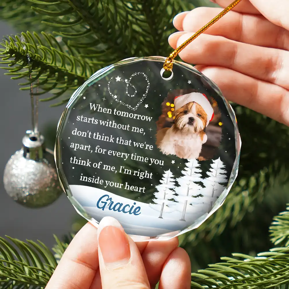Custom Photo When Tomorrow Starts Without Me Memorial - Personalized Glass Ornament - Image 2