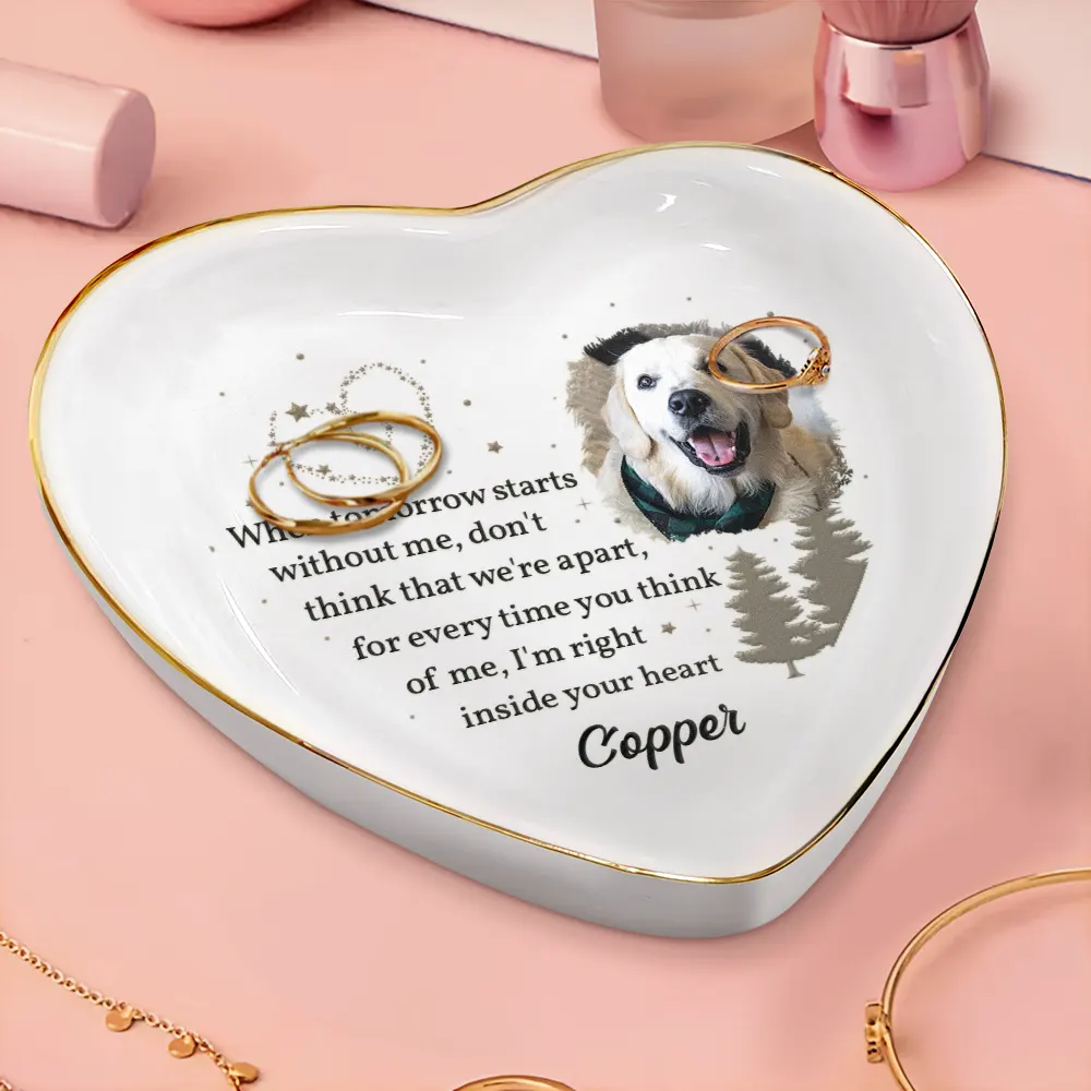 Custom Photo When Tomorrow Starts Without Me Memorial - Personalized Heart Ring Dish - Image 3