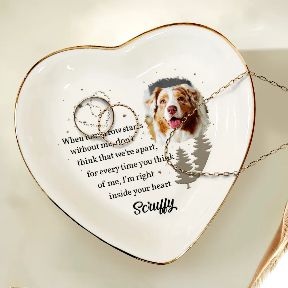 Custom Photo When Tomorrow Starts Without Me Memorial - Personalized Heart Ring Dish - Image 4