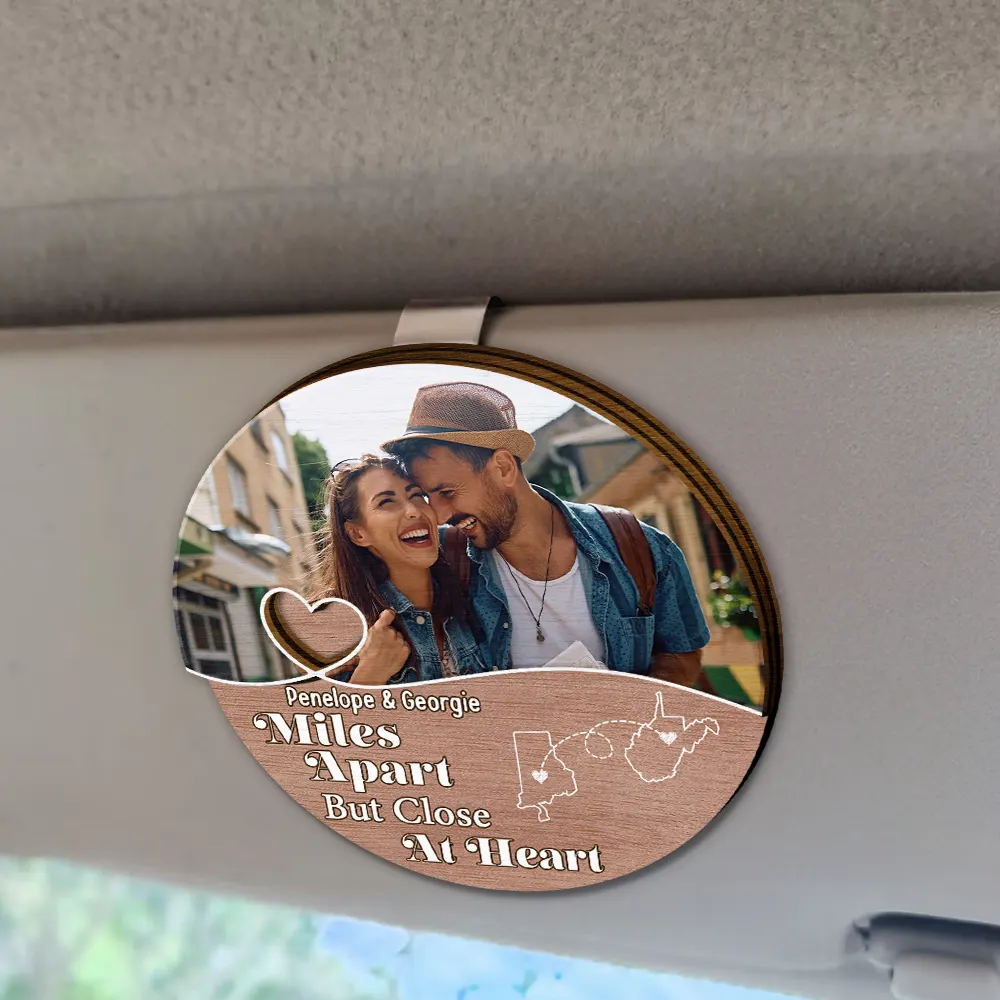 Custom Photo When You Are Family The Miles Don't Matter - Personalized Custom Shaped Car Visor Clip - Image 2