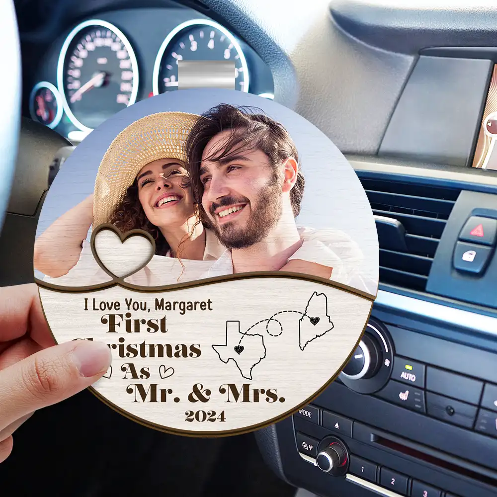 Custom Photo When You Are Family The Miles Don't Matter - Personalized Custom Shaped Car Visor Clip - Image 3