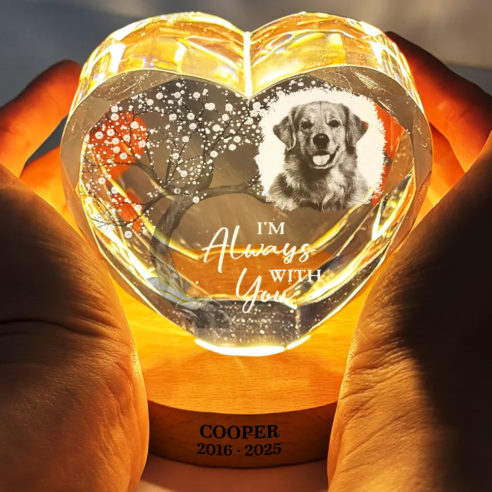 Custom Photo When You Miss Me Have No Fear Memorial - Personalized Crystal Heart Shaped Lamp - Image 4