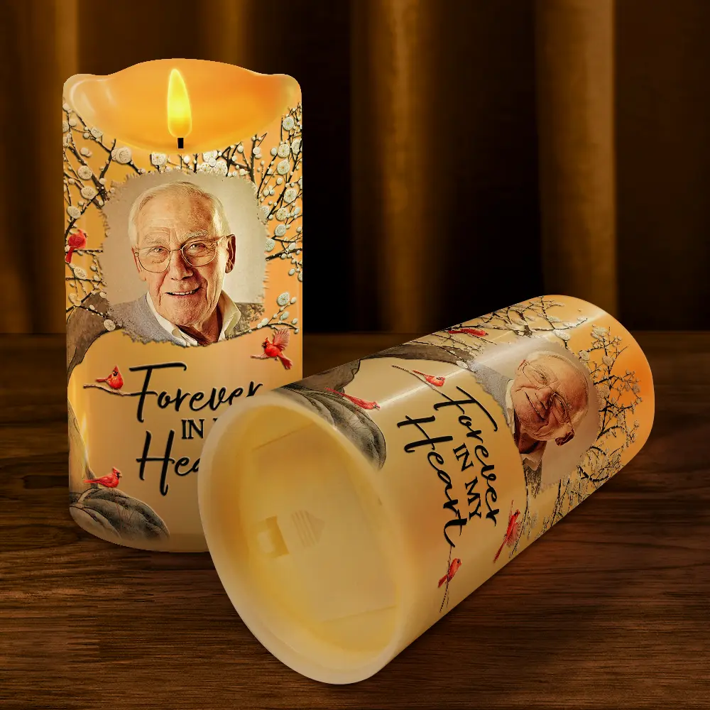Custom Photo When You Miss Me Have No Fear Memorial - Personalized Flameless LED Candle - Image 4