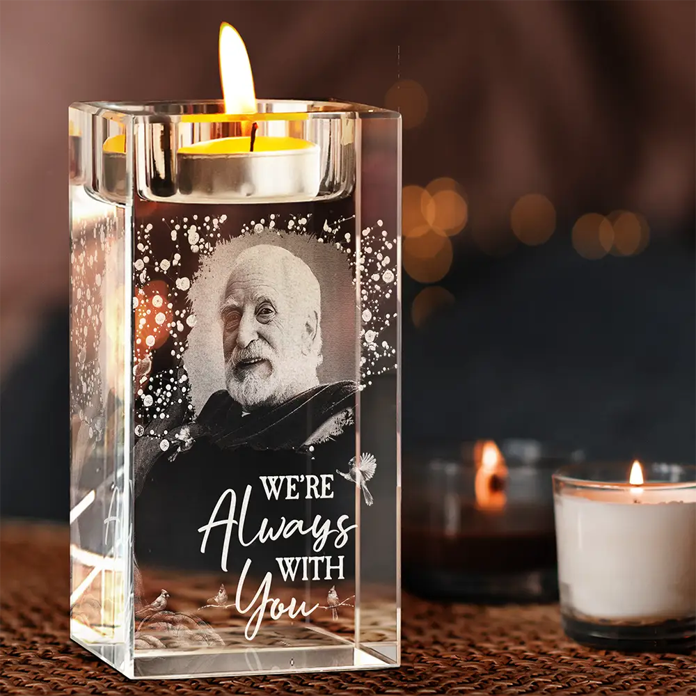 Custom Photo When You Miss Me Have No Fear - Personalized Crystal Candle Holder - Image 3