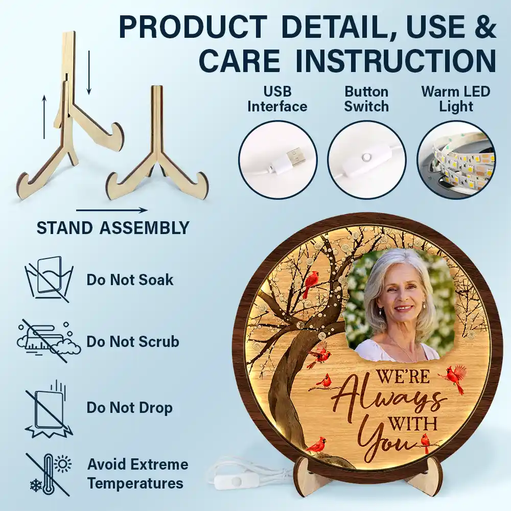 Custom Photo When You Miss Me Have No Fear - Personalized LED Light Wooden Plaque - Image 5