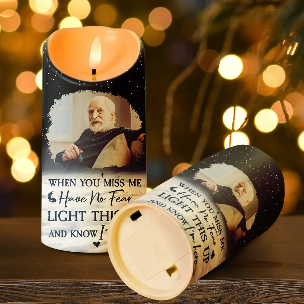 Custom Photo When You Miss Me Light This Up - Personalized Flameless LED Candle - Image 4