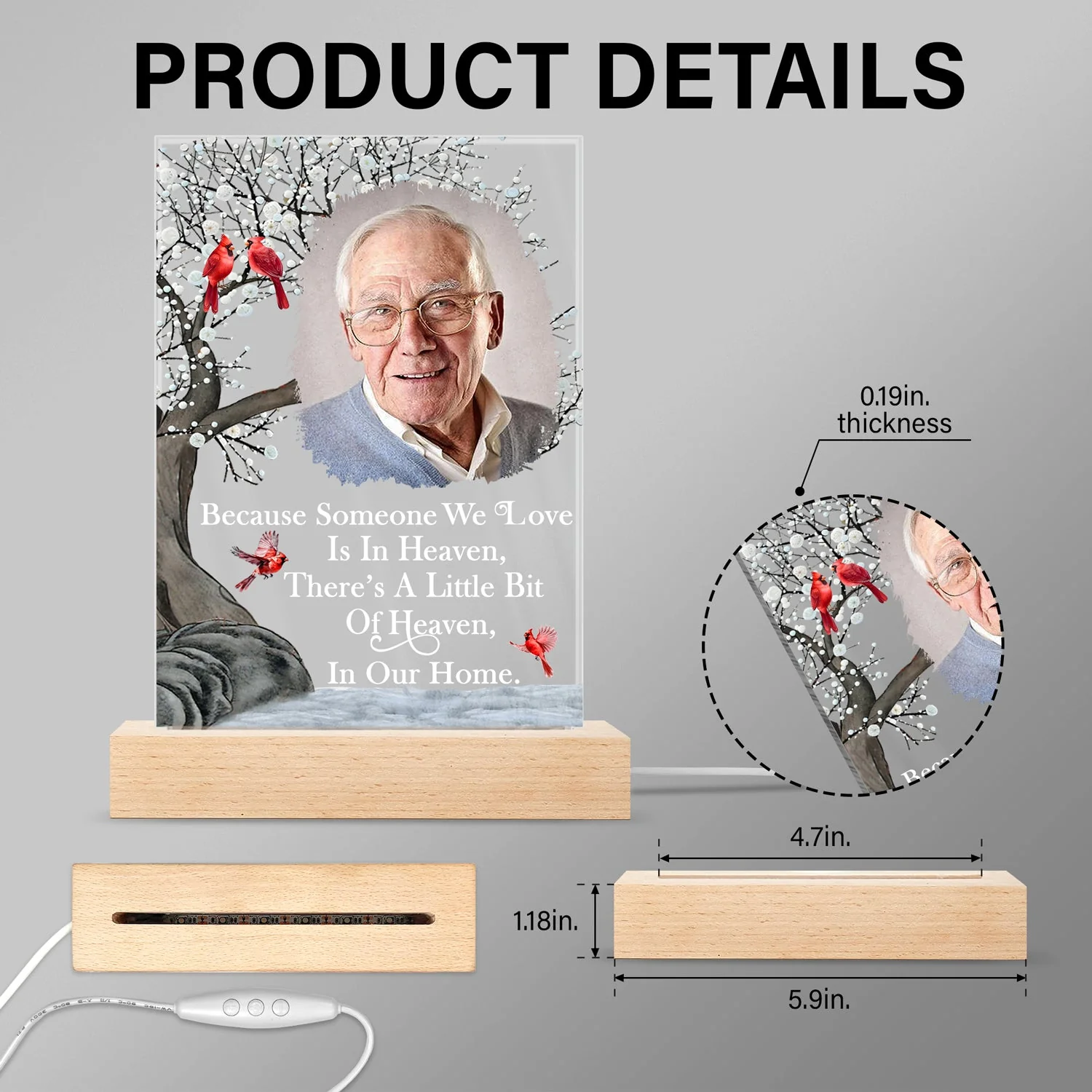 Custom Photo When You Miss Me - Loving, Memorial Gift For Family, Siblings, Friends - Personalized 3D Led Light Wooden Base - Image 5