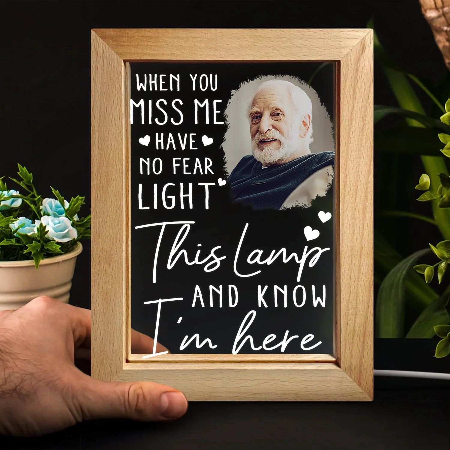 Custom Photo When You Miss Me - Loving, Memorial Gift For Family, Siblings, Friends - Personalized Frame Lamp - Image 4
