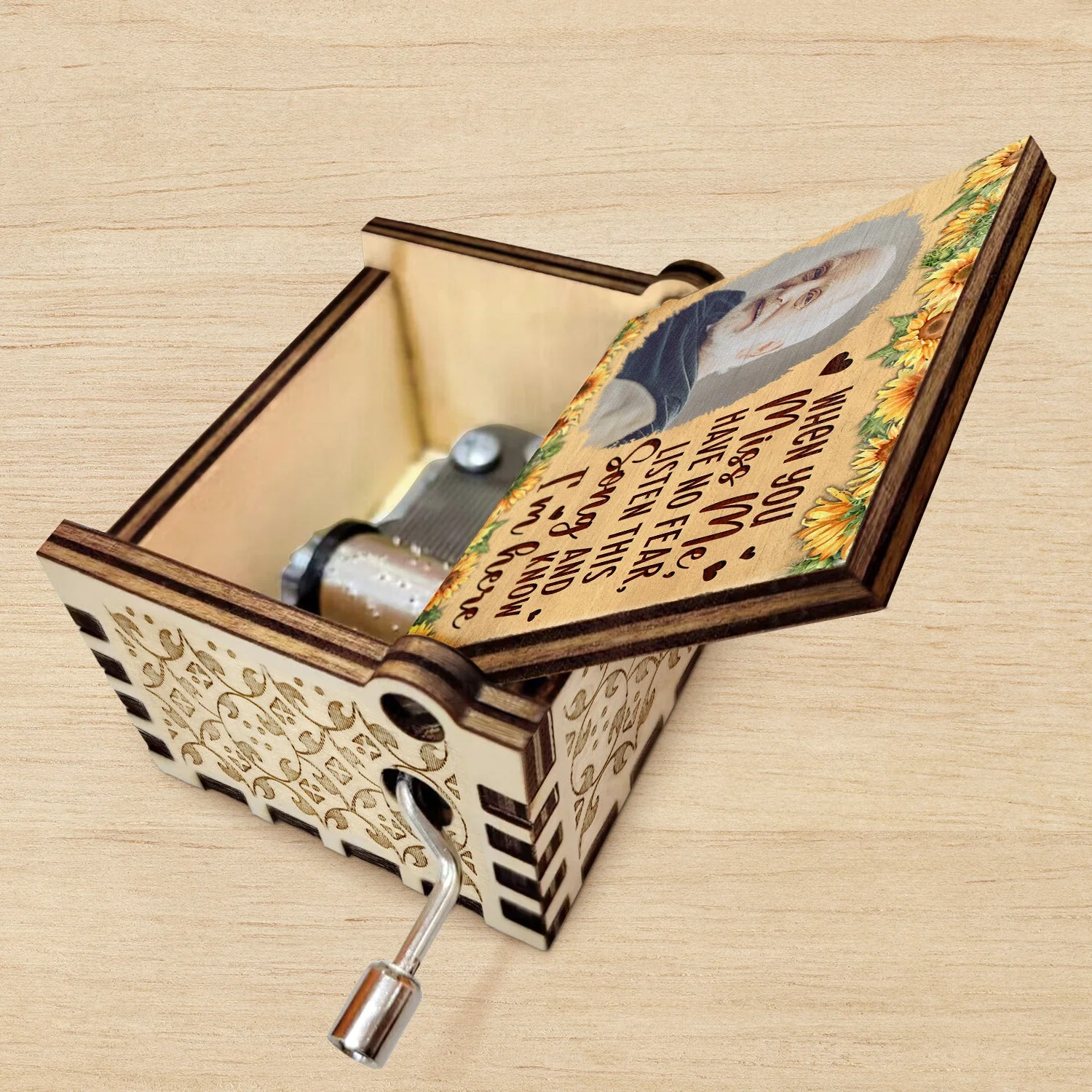 Custom Photo When You Miss Me - Loving, Memorial Gift For Family, Siblings, Friends - Personalized Spin Button, Hand Crank Music Box - Image 5