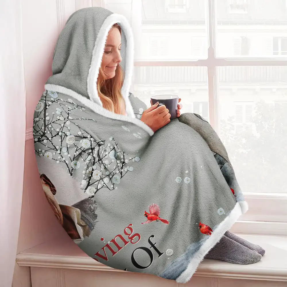 Custom Photo When You Miss Me Memorial - Personalized Wearable Hooded Blanket - Image 3